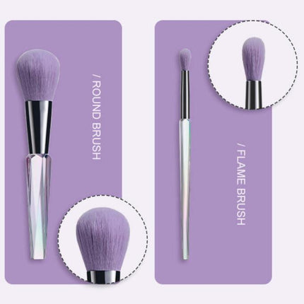 Clear Handle 10 Pcs Makeup Brush Set Foundation Powder Eye Shadows Brushes Shiny Ergonomic for Sensitive Skin