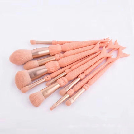 Ladies Makeup Brushes Suits10 pcs Makeup Brush Eye Shadows Brush Mermaid Tail Blush Brush Foundation Brush