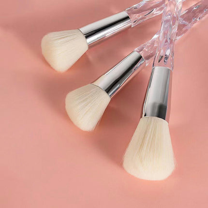 14 PCS Crystal Transparent Handle Powder Foundation Brush Concealer Eye Shadow Eyeliner Eyebrow Brush