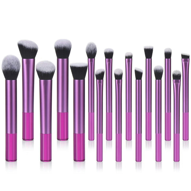 Makeup Brush Set Aluminum Handles UltraPlush Bristles Includes Eye Liner Brush and Foundation Brush Set of 16