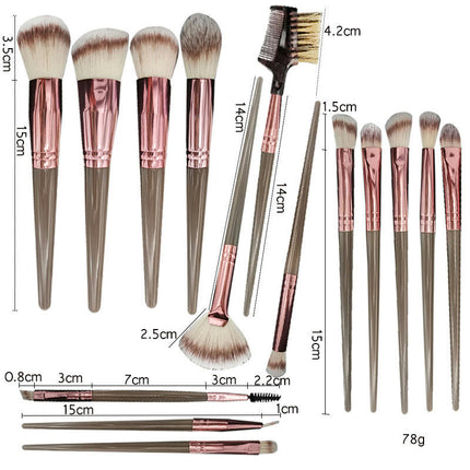 15Pcs Makeup Brush Set Foundation Brush Blending Brush Synthetic Hair Powder Brushes Fan Brushes  Eye Brushes Set with Bag