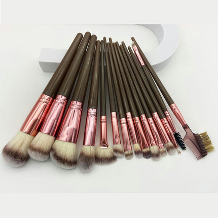 15Pcs Makeup Brush Set Foundation Brush Blending Brush Synthetic Hair Powder Brushes Fan Brushes  Eye Brushes Set with Bag