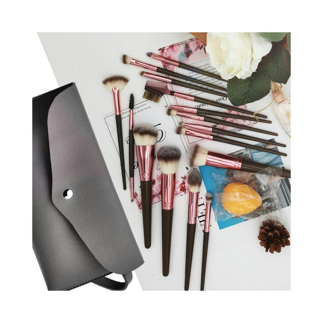 15Pcs Makeup Brush Set Foundation Brush Blending Brush Synthetic Hair Powder Brushes Fan Brushes  Eye Brushes Set with Bag