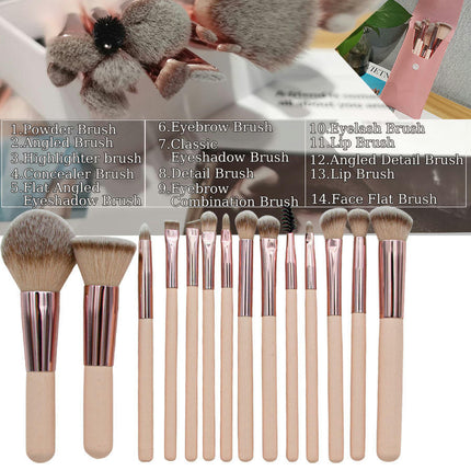 14 Pcs Cosmetic Brushes Kit Travel Portable Mini Makeup Brushes Set Premium  Handle Synthetic Fiber Concealer Brushes With Bag