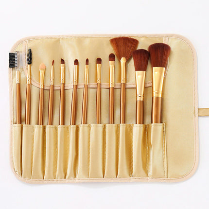 Super Soft Makeup Application Tool Brush Combination 12-Piece Set Suitable for Beginners with a Portable Storage Bag