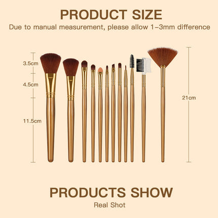 Super Soft Makeup Application Tool Brush Combination 12-Piece Set Suitable for Beginners with a Portable Storage Bag