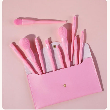 10 Pcs Makeup Brushes Set Powder Foundation Eyebrow Eyeshadow Blush Make Up Tools Kit With A Makeup Bag