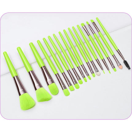 16 Piece Fluorescent Makeup Brush Set Premium Foundation Blending Face Powder Synthetic Makeup Brushes Set