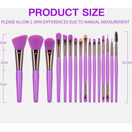 16 Piece Fluorescent Makeup Brush Set Premium Foundation Blending Face Powder Synthetic Makeup Brushes Set