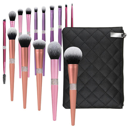 Makeup Brush Set 15 Pieces Ultra Soft With Travel Pouch Makeup Brush Set Foundation Contour Blush Highlighter