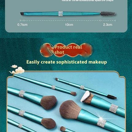 10 Pcs Glitter Crystal  Make Up Brush Kit Vegan Soft Synthetic Hair Foundation Eyeshadow Eyebrow Lip Cosmetic Brush Set With Bag For Girl