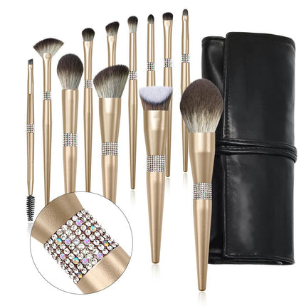 12 Pcs Ultra Soft  Makeup Brushes Sets  - with Foundations Powder Blush Contour Brush Sets With Bag