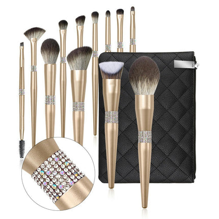 12 Pcs Ultra Soft  Makeup Brushes Sets  - with Foundations Powder Blush Contour Brush Sets With Bag