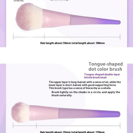 10 Pcs Light Gradient Handle Cosmetic Brush Set With Bag  Foundation Brush Eyeshadow Brush Makeup Kit