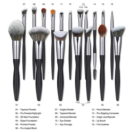 16 Sexy Small Waist Makeup Brush Set - Essential Makeup Brush Set Includes Foundation Contour Concealer Concealer Brus