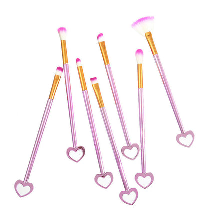 10Pc Heart-Shaped Full Face Makeup Brush Set  Professional Make Up Brushes  Natural Hair-Like Bristle