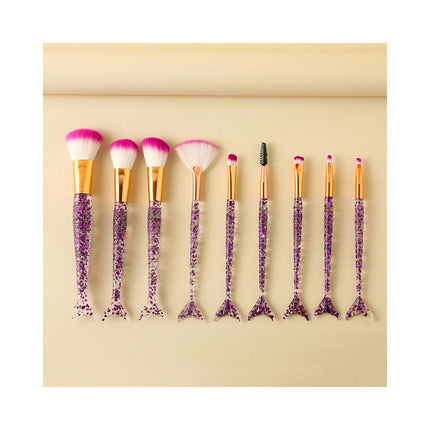 10Pcs Transparent Sequins Mermaid Makeup Brushes Set Crystal Make up Brush Kits With Makeup Brush Set