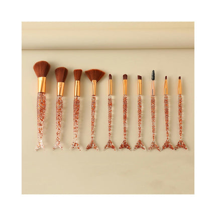 10Pcs Transparent Sequins Mermaid Makeup Brushes Set Crystal Make up Brush Kits With Makeup Brush Set