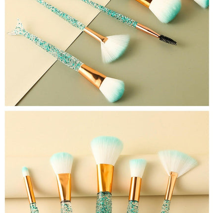 10Pcs Transparent Sequins Mermaid Makeup Brushes Set Crystal Make up Brush Kits With Makeup Brush Set