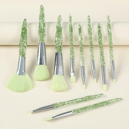 Makeup Brush Set 10pcs Makeup Brushes, Crystal Sequins Professional Makeup Kit Brush for Powder Foundation Cosmetic Brushes Set