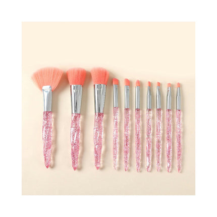 Makeup Brush Set 10pcs Makeup Brushes, Crystal Sequins Professional Makeup Kit Brush for Powder Foundation Cosmetic Brushes Set