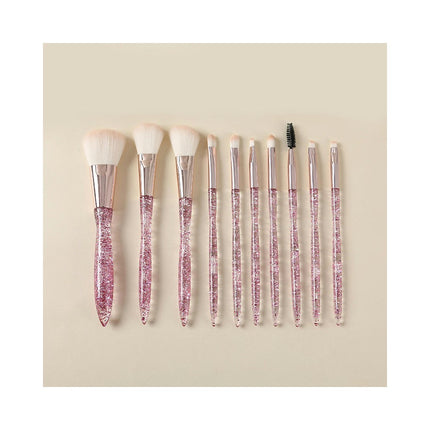 10PCS Professional Makeup Brush Set, Sparkling Crystal Style Makeup Brushes Premium Synthetic Include Foundation Blush Blending Make Up