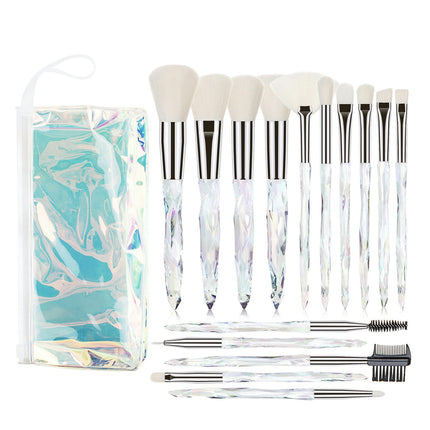 Diamond Kits 15Pcs Set Makeup Brush Makeup Crystal Suits Foundation Makeup Travel Fiber Diamond Makeup Tools