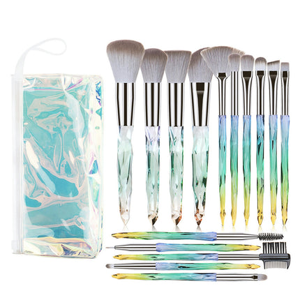 Diamond Kits 15Pcs Set Makeup Brush Makeup Crystal Suits Foundation Makeup Travel Fiber Diamond Makeup Tools