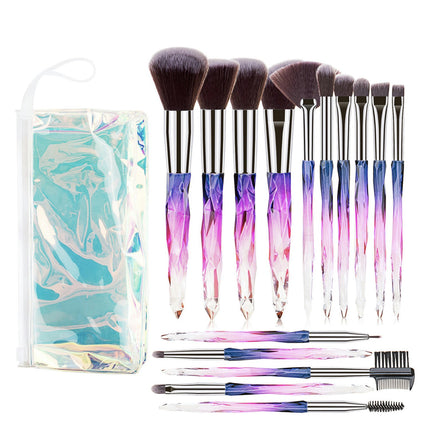 Diamond Kits 15Pcs Set Makeup Brush Makeup Crystal Suits Foundation Makeup Travel Fiber Diamond Makeup Tools