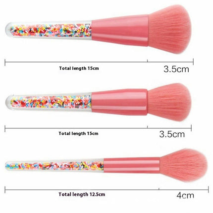 Blending Powde Makeup Brush Set 5 Pcs Candy Makeup Brushes Transparent Particle Crystal Handle Makeup Brush Set