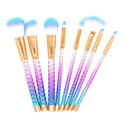 Honeycomb Transparent Handle Crystal Makeup Brushes 8 PCs Transparent Handle Acrylic Cosmetic Brush Set