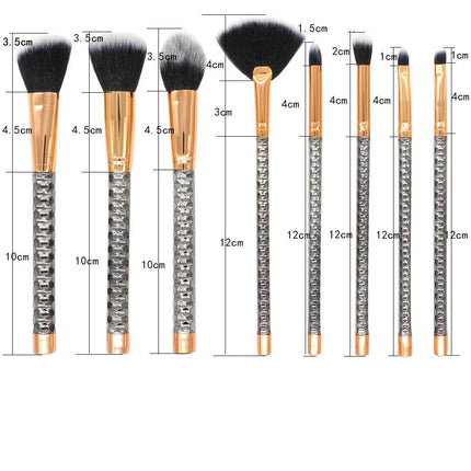 Honeycomb Transparent Handle Crystal Makeup Brushes 8 PCs Transparent Handle Acrylic Cosmetic Brush Set