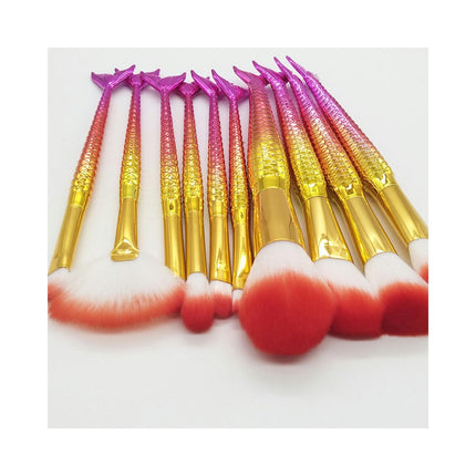 Multi Mermaid Makeup Brushes Set 10PCS Make Up Foundation  Cream   Eyeliner Lip Blush Concealer Beauty Brushes