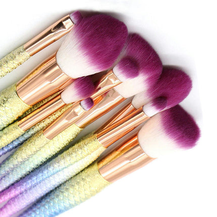 Multi Mermaid Makeup Brushes Set 10PCS Make Up Foundation  Cream   Eyeliner Lip Blush Concealer Beauty Brushes