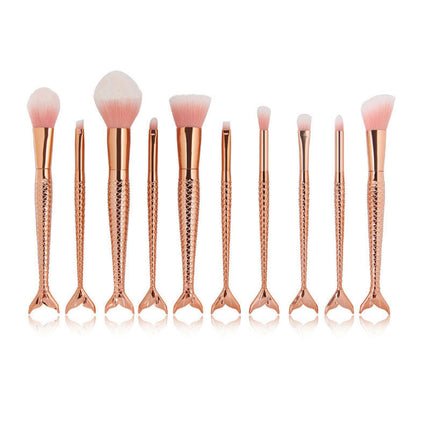 Multi Mermaid Makeup Brushes Set 10PCS Make Up Foundation  Cream   Eyeliner Lip Blush Concealer Beauty Brushes