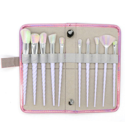 Gradient Bristle Unicorn 10pcs Makeup Brushes Set with Pouch  Premium Synthetic Powder Brush Blending Brush