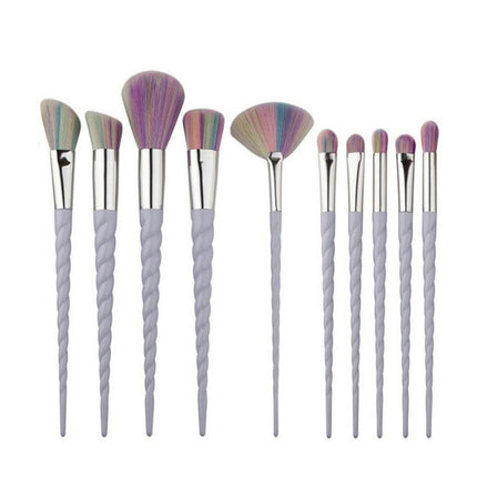 Gradient Bristle Unicorn 10pcs Makeup Brushes Set with Pouch  Premium Synthetic Powder Brush Blending Brush