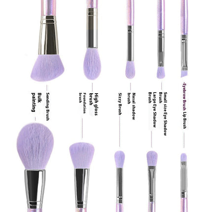 Fantasy Makeup Brush Set 10pcs Premium Makeup Brushes Professional Crystal Shimmer Makeup Kit Brush for Powder