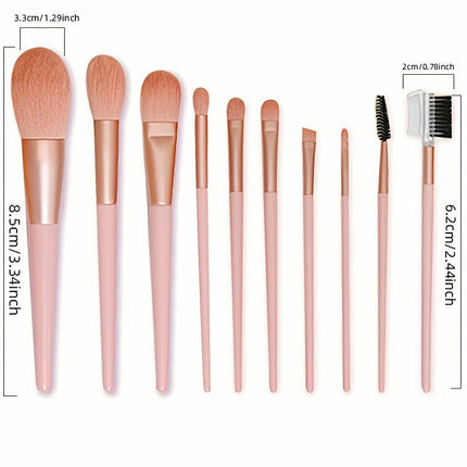 10 PCS Professional Quality Makeup Brush Set , Travel Concealer EyeShadow Kabuki Brush Synthetic Fiber Bristles