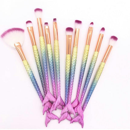 10/15 Pcs Mermaid Gradient Colour Makeup Brush Set Professional Eye Makeup Brushes For Eyeshadow Concealer  Brow Brush Tool