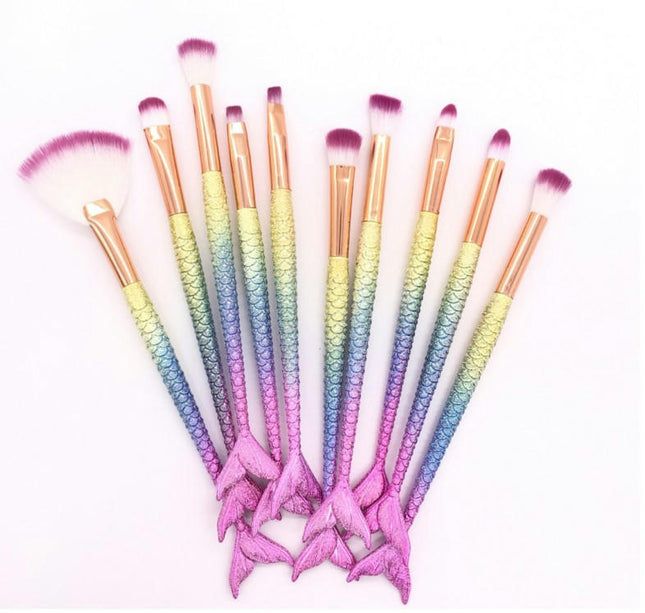 10/15 Pcs Mermaid Gradient Colour Makeup Brush Set Professional Eye Makeup Brushes For Eyeshadow Concealer  Brow Brush Tool