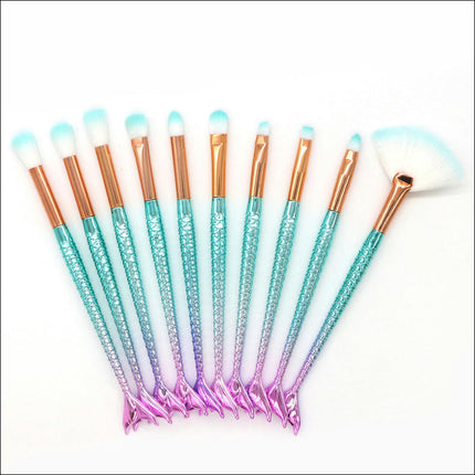 10/15 Pcs Mermaid Gradient Colour Makeup Brush Set Professional Eye Makeup Brushes For Eyeshadow Concealer  Brow Brush Tool