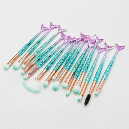 10/15 Pcs Mermaid Gradient Colour Makeup Brush Set Professional Eye Makeup Brushes For Eyeshadow Concealer  Brow Brush Tool