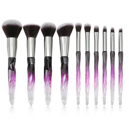 Makeup Brush Set 10 PCS Crystal Style Transparent Colorful Cosmetic Brushes Handle Makeup Brushes Makeup Tools