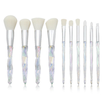 Makeup Brush Set 10 PCS Crystal Style Transparent Colorful Cosmetic Brushes Handle Makeup Brushes Makeup Tools