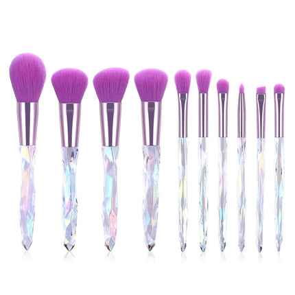 Makeup Brush Set 10 PCS Crystal Style Transparent Colorful Cosmetic Brushes Handle Makeup Brushes Makeup Tools