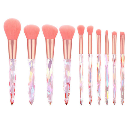 Makeup Brush Set 10 PCS Crystal Style Transparent Colorful Cosmetic Brushes Handle Makeup Brushes Makeup Tools