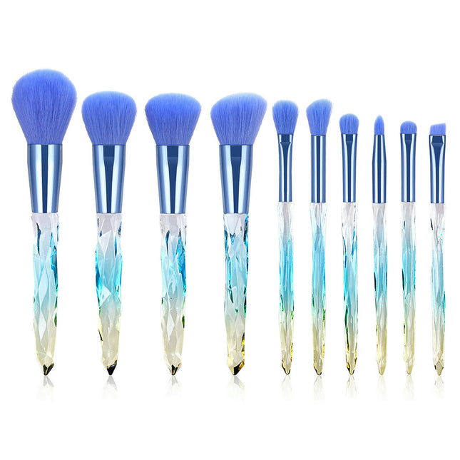 Makeup Brush Set 10 PCS Crystal Style Transparent Colorful Cosmetic Brushes Handle Makeup Brushes Makeup Tools