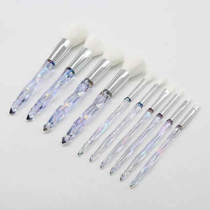 Makeup Brush Set 10 PCS Crystal Style Transparent Colorful Cosmetic Brushes Handle Makeup Brushes Makeup Tools