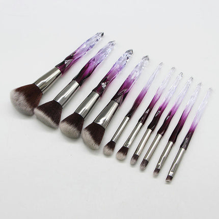 Makeup Brush Set 10 PCS Crystal Style Transparent Colorful Cosmetic Brushes Handle Makeup Brushes Makeup Tools